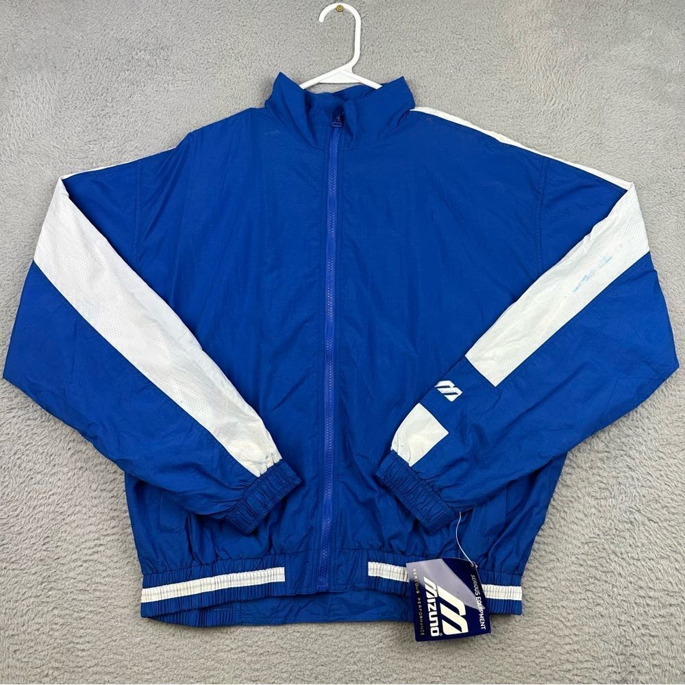 Mizuno Nylon Track Jacket Womens‎ Small Blue White Mesh Lined Warmup Sports Run